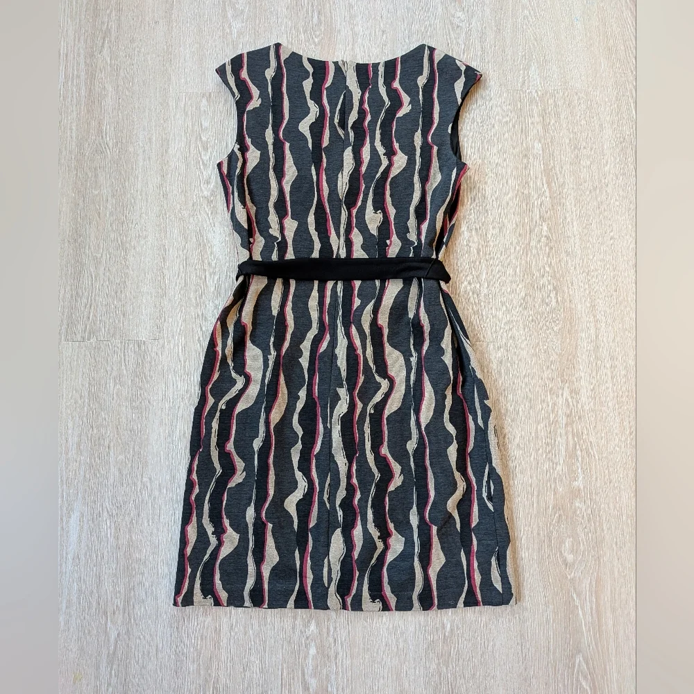 Trina Turk Dress Women's 2 Tie Belt Striped Sleeveless Abstract - Picture 3 of 8